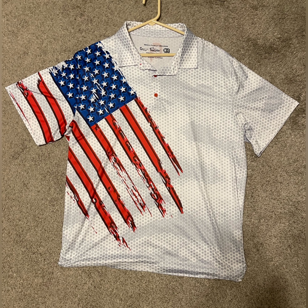 Mens American Flag Polo